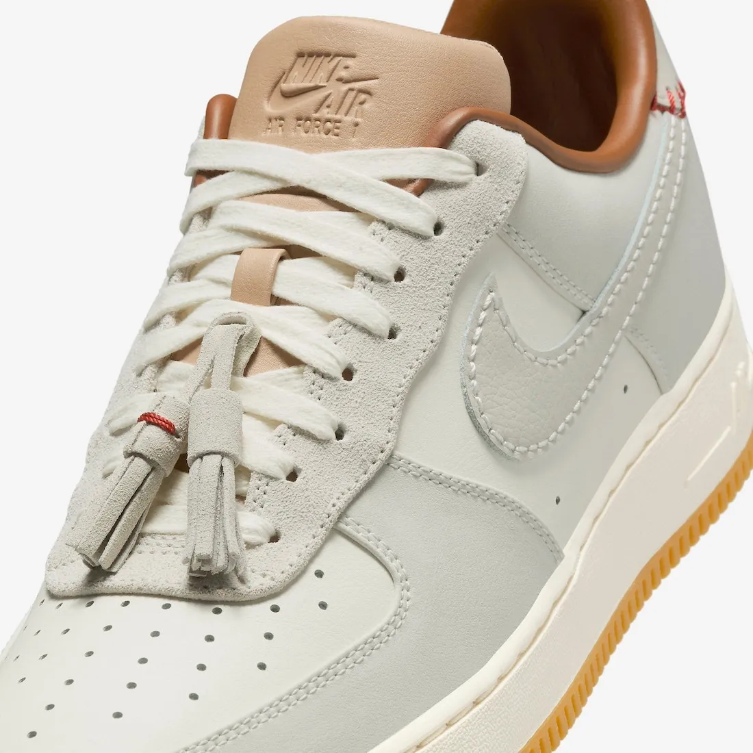 Nike Air Force 1 Low Tassels Light Bone Sail Light British Tan Gum Yellow HF5697-001