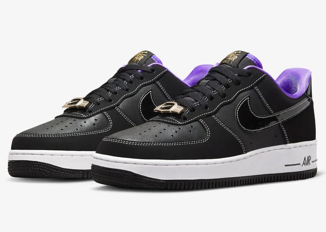 Nike Air Force 1 Low World Champ Lakers Black Metallic Gold Purple DR9866-001