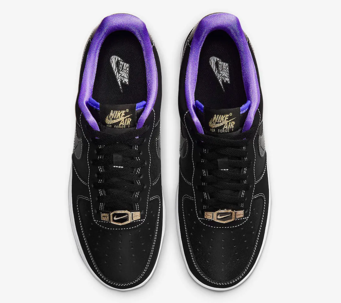 Nike Air Force 1 Low World Champ Lakers Black Metallic Gold Purple DR9866-001