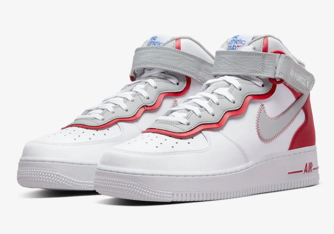 Nike Air Force 1 Mid Athletic Club White Red Grey DH7451-100