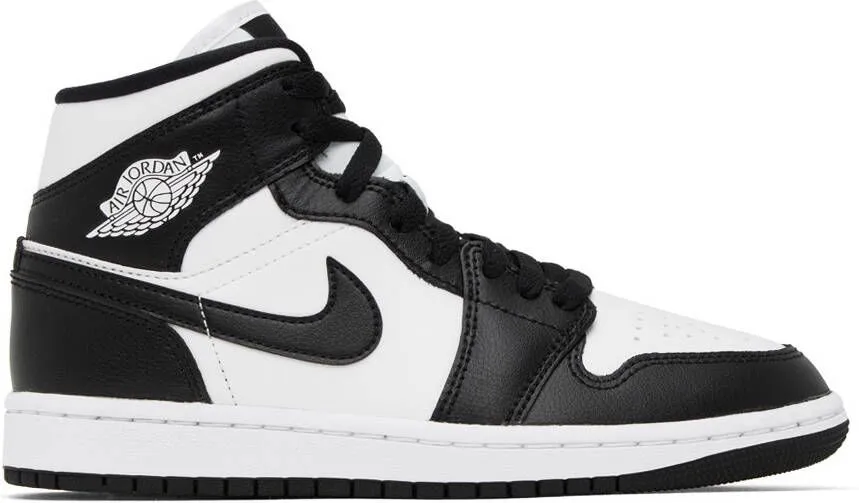 Nike Jordan Black & White Air Jordan 1 Mid Sneakers