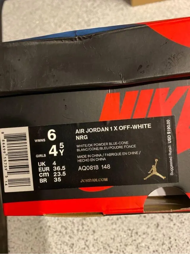 Off-white x air jordan 1 powder blue