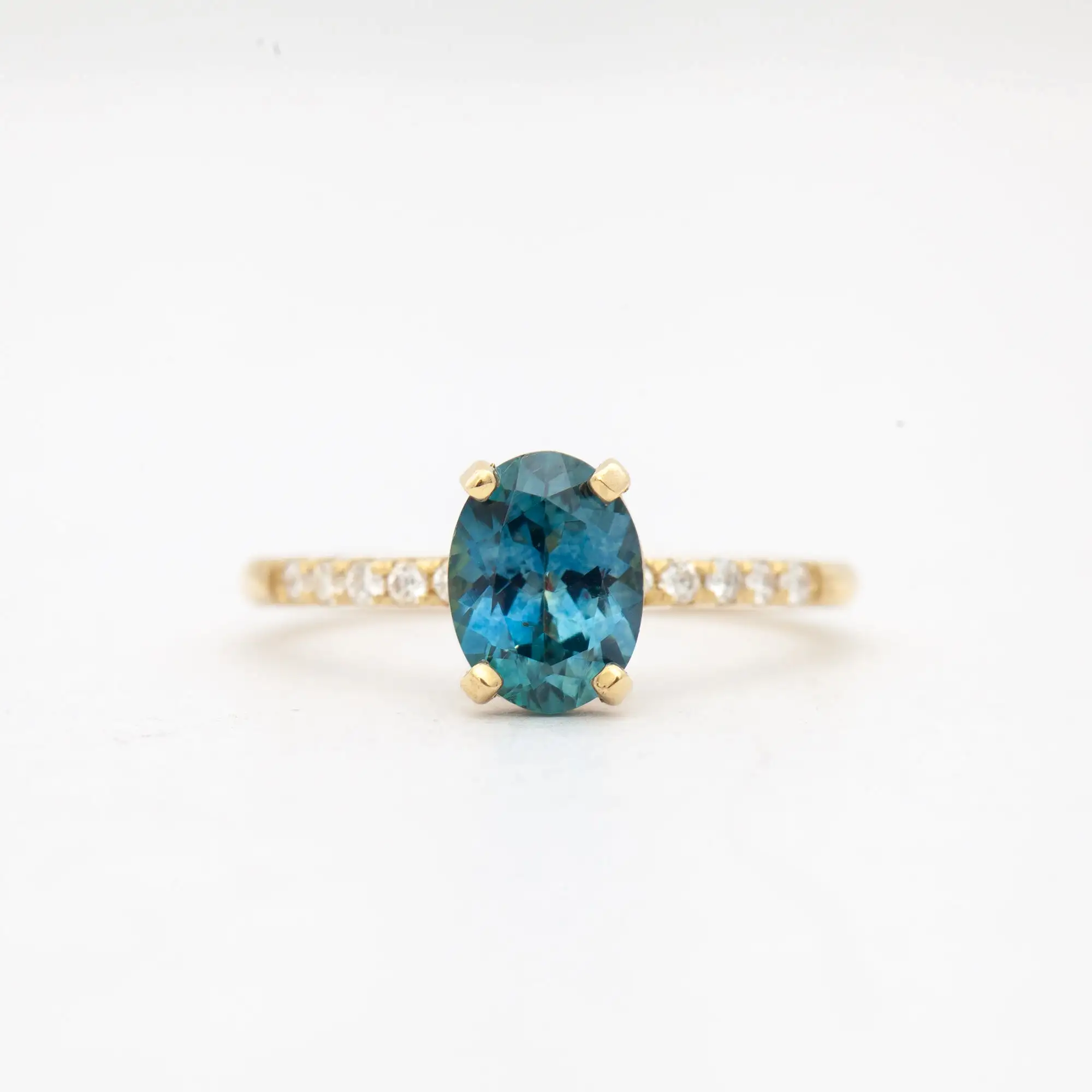 Oval Sapphire Pave Coursière Solitaire