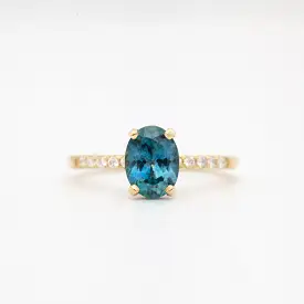 Oval Sapphire Pave Coursière Solitaire