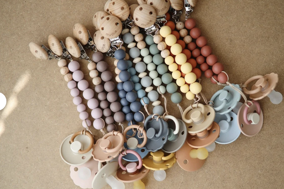 Pacifier Dummy Chain Clip Beige colour only left