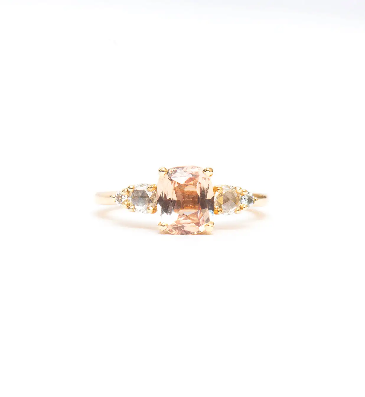 Peach Cushion Sapphire Isa Ring