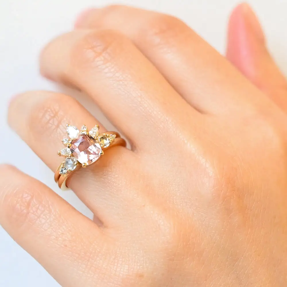 Peach Cushion Sapphire Isa Ring