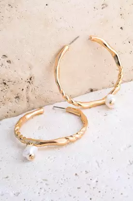 Pearl Twisted Hoops