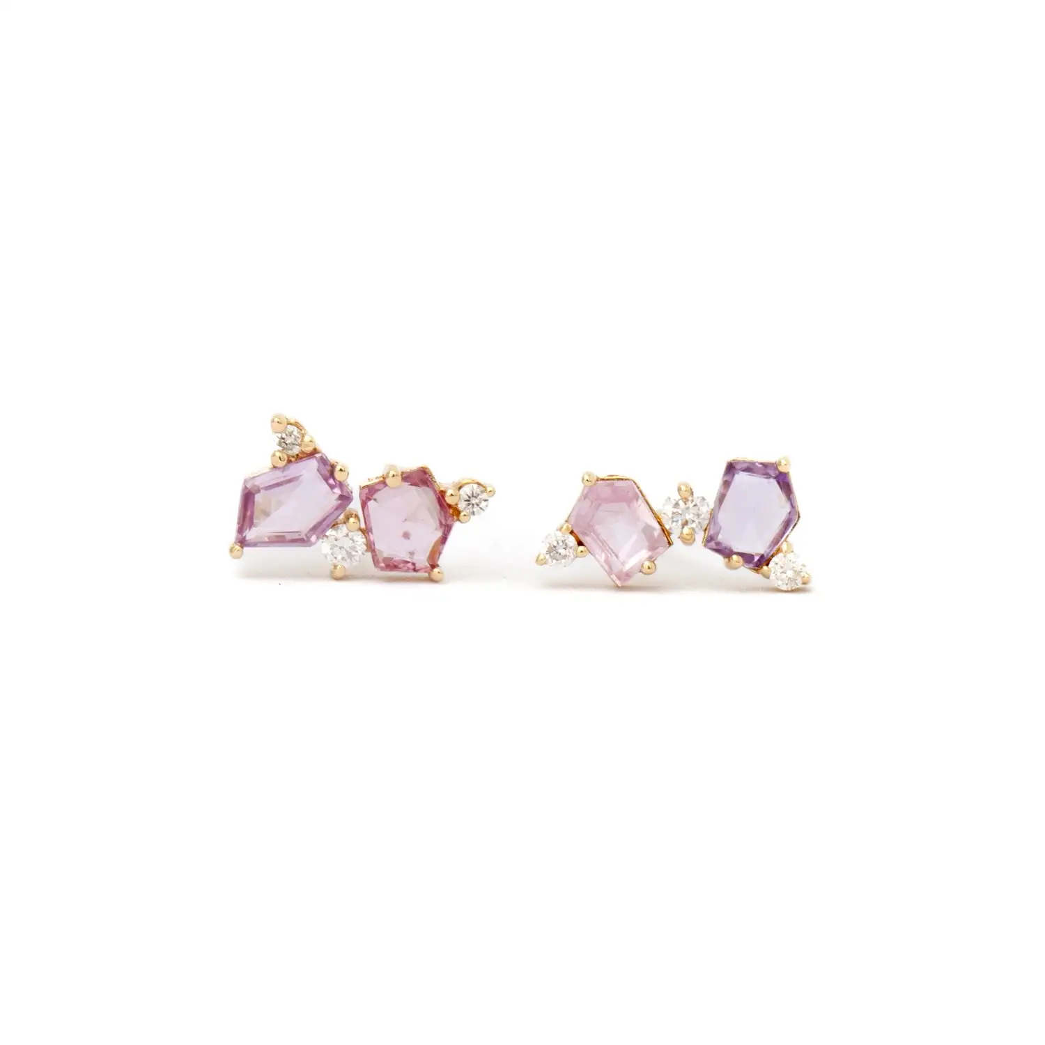 Pink & Peach Sapphire Mosaic Mix Studs