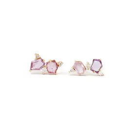 Pink & Peach Sapphire Mosaic Mix Studs