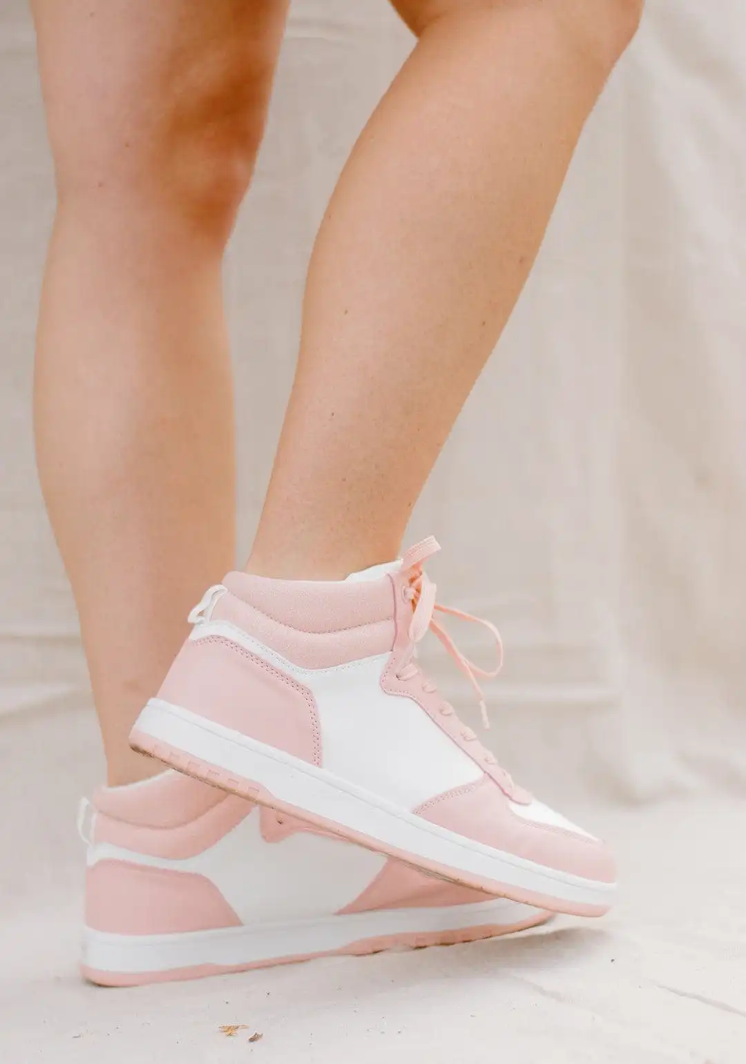 Pink & White High-Top Sneakers