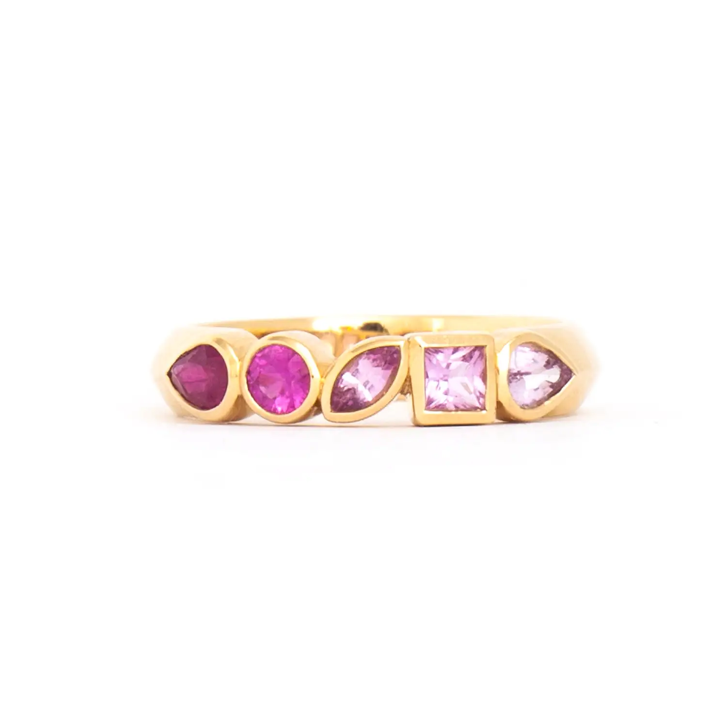 Pink Sapphire Ombre Multi-Shape Bezel Band