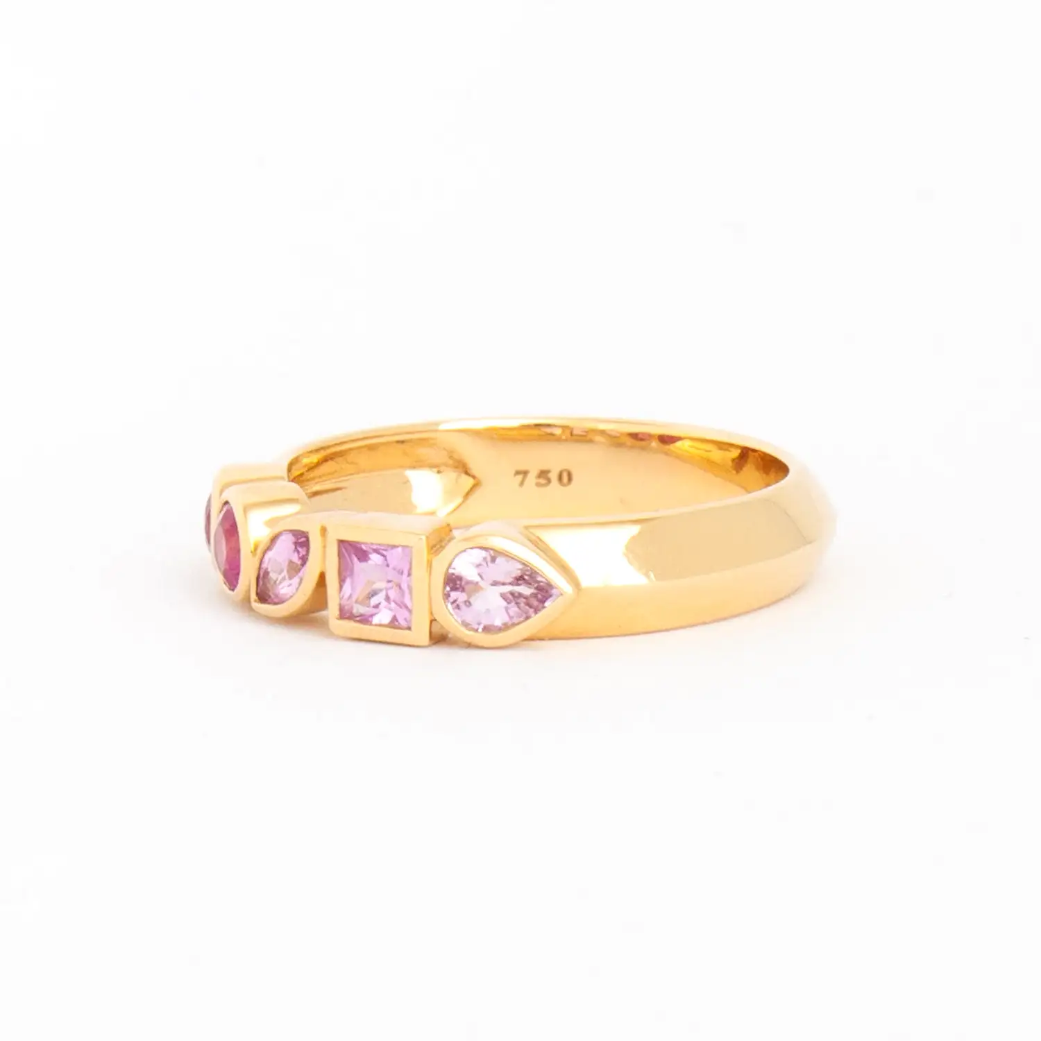 Pink Sapphire Ombre Multi-Shape Bezel Band