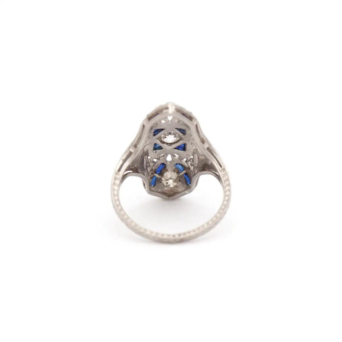 Platinum and Sapphire Old Mine Dinner Ring