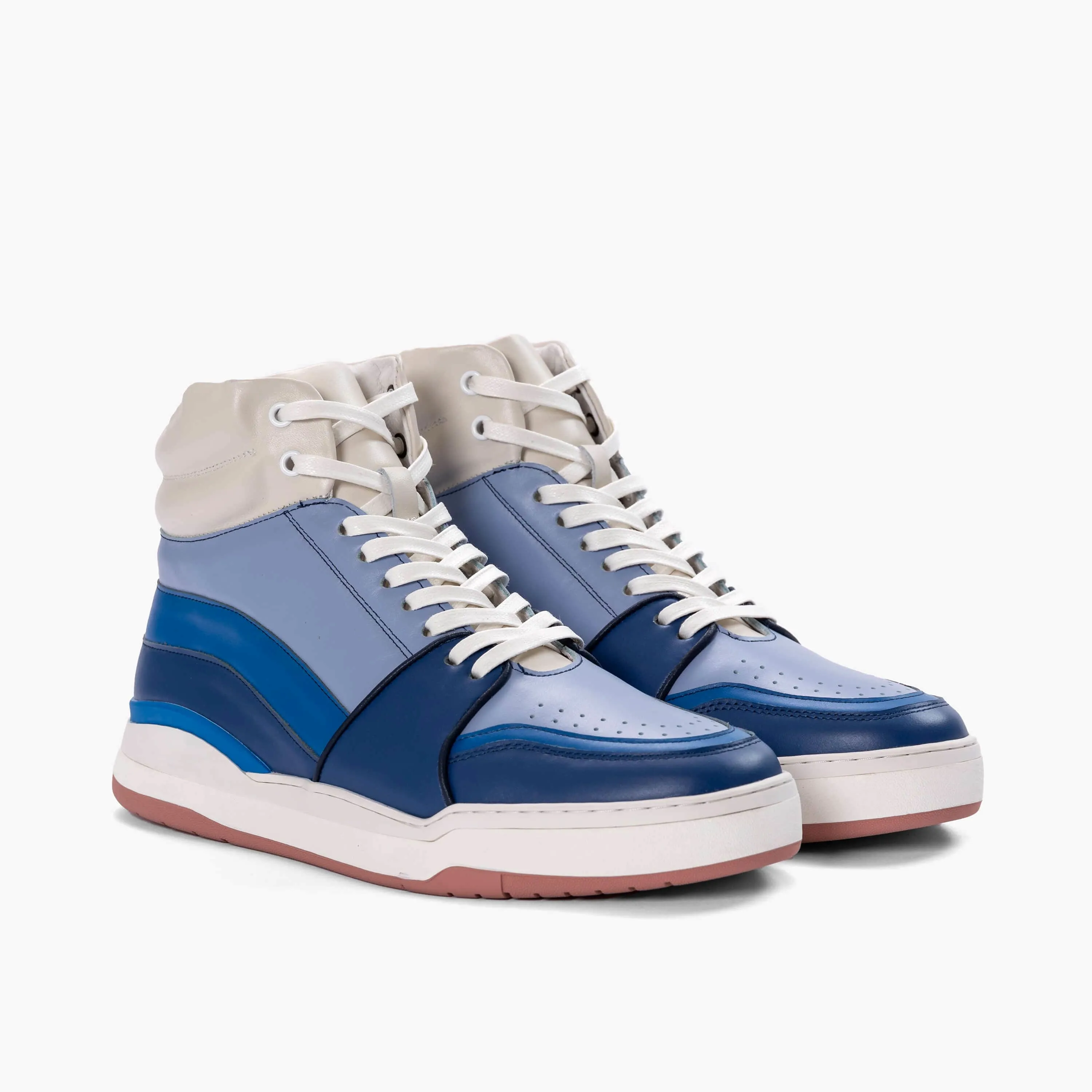 Poseidon Blue Tides Leather High Top Sneakers