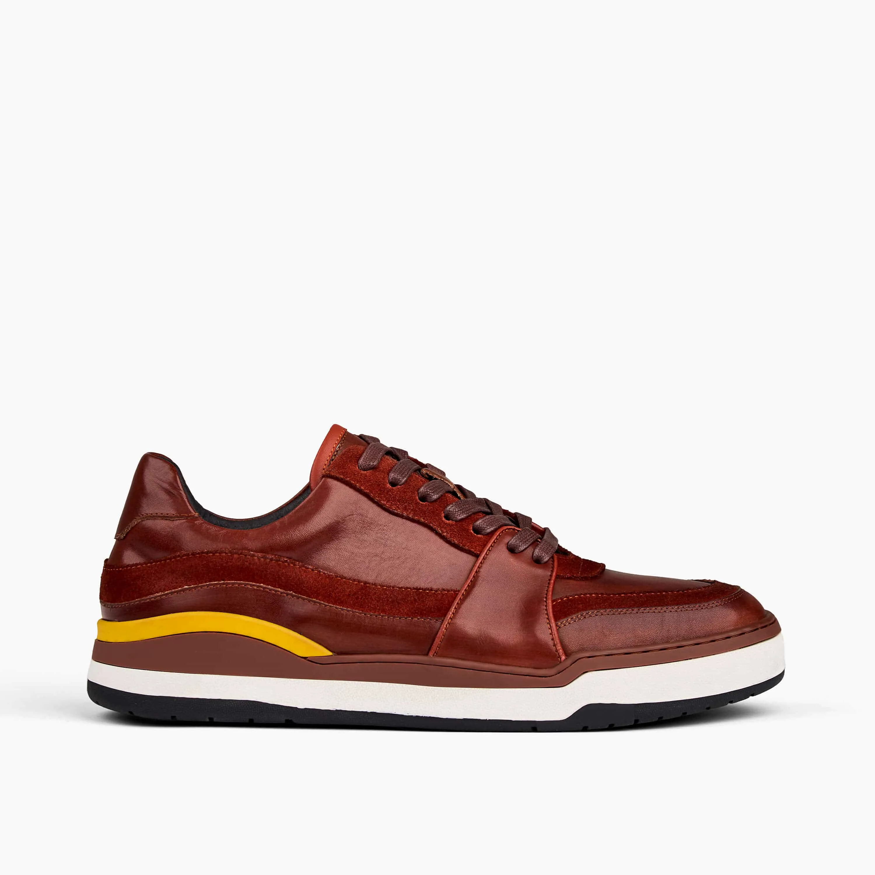 Poseidon Cognac Leather Low Top Sneakers