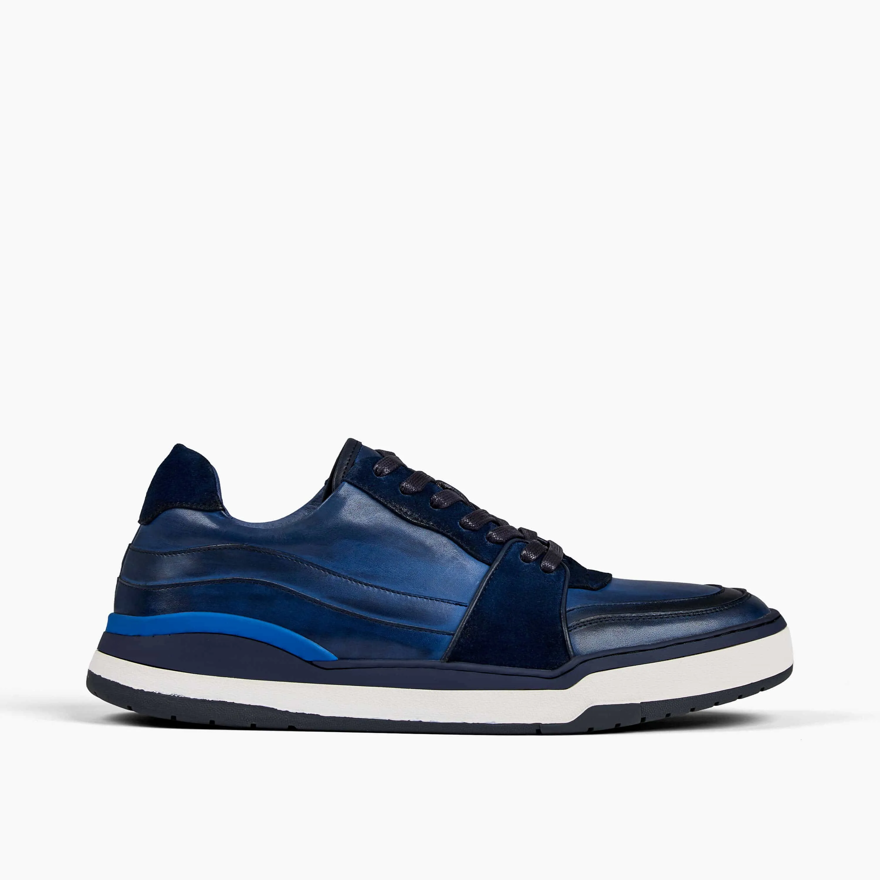 Poseidon Navy Leather Low Top Sneakers