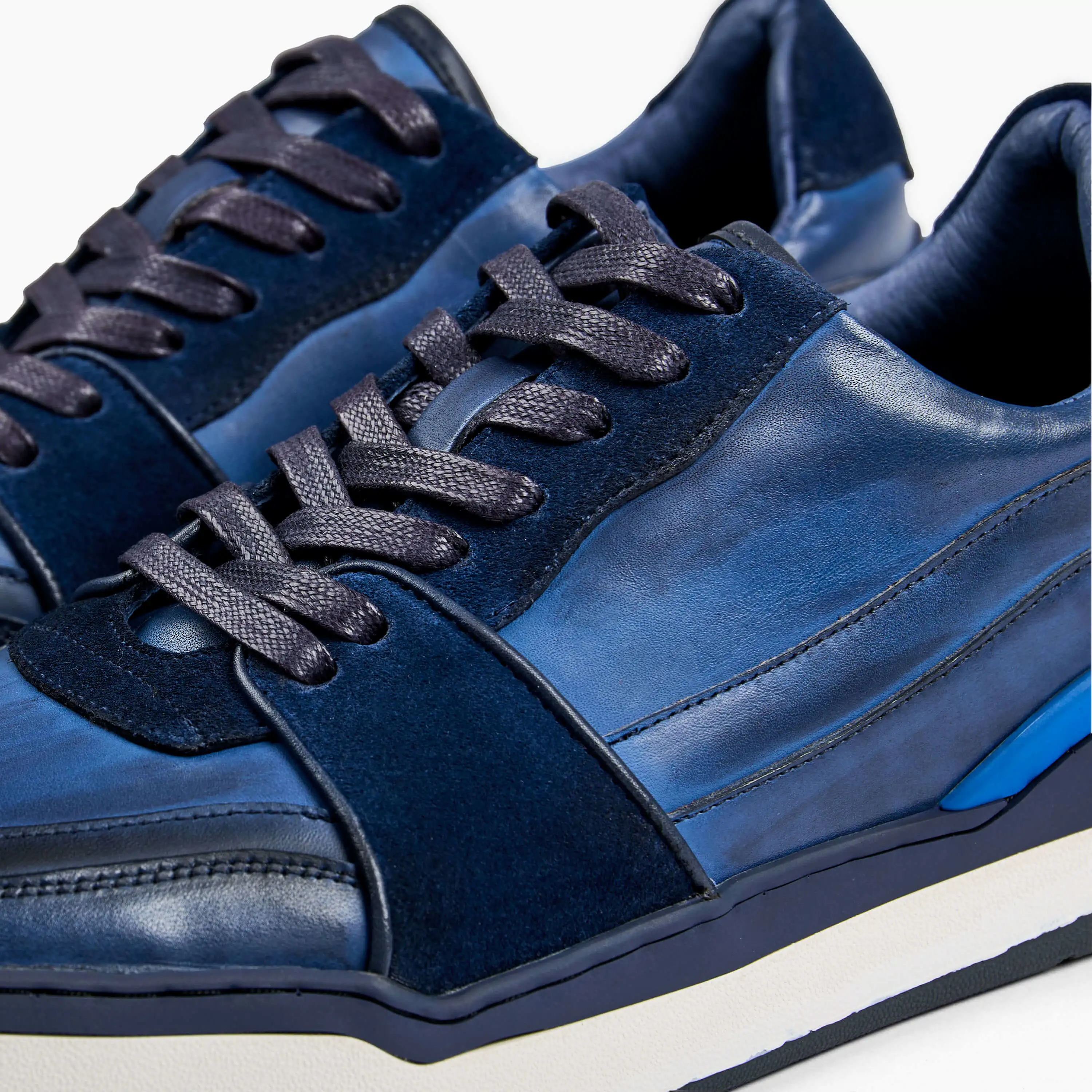 Poseidon Navy Leather Low Top Sneakers