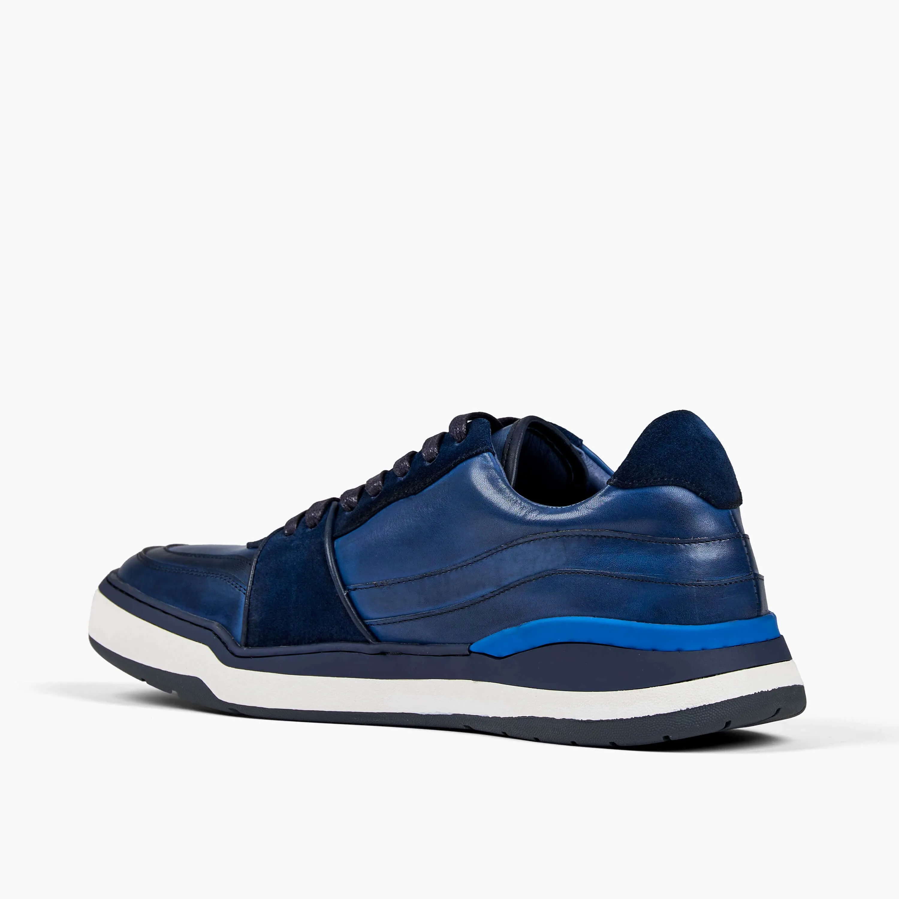 Poseidon Navy Leather Low Top Sneakers