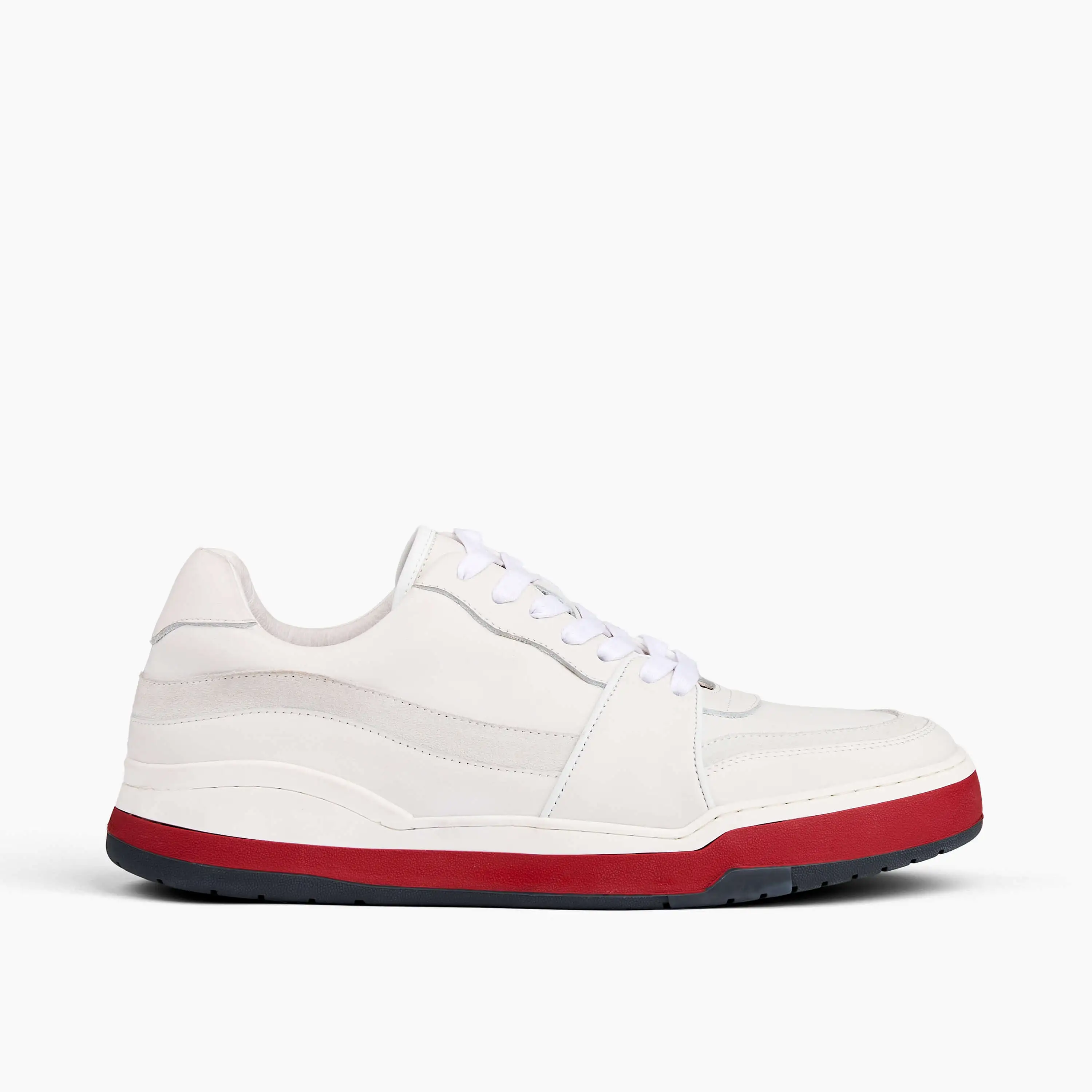 Poseidon White/Red Leather Low Top Sneakers