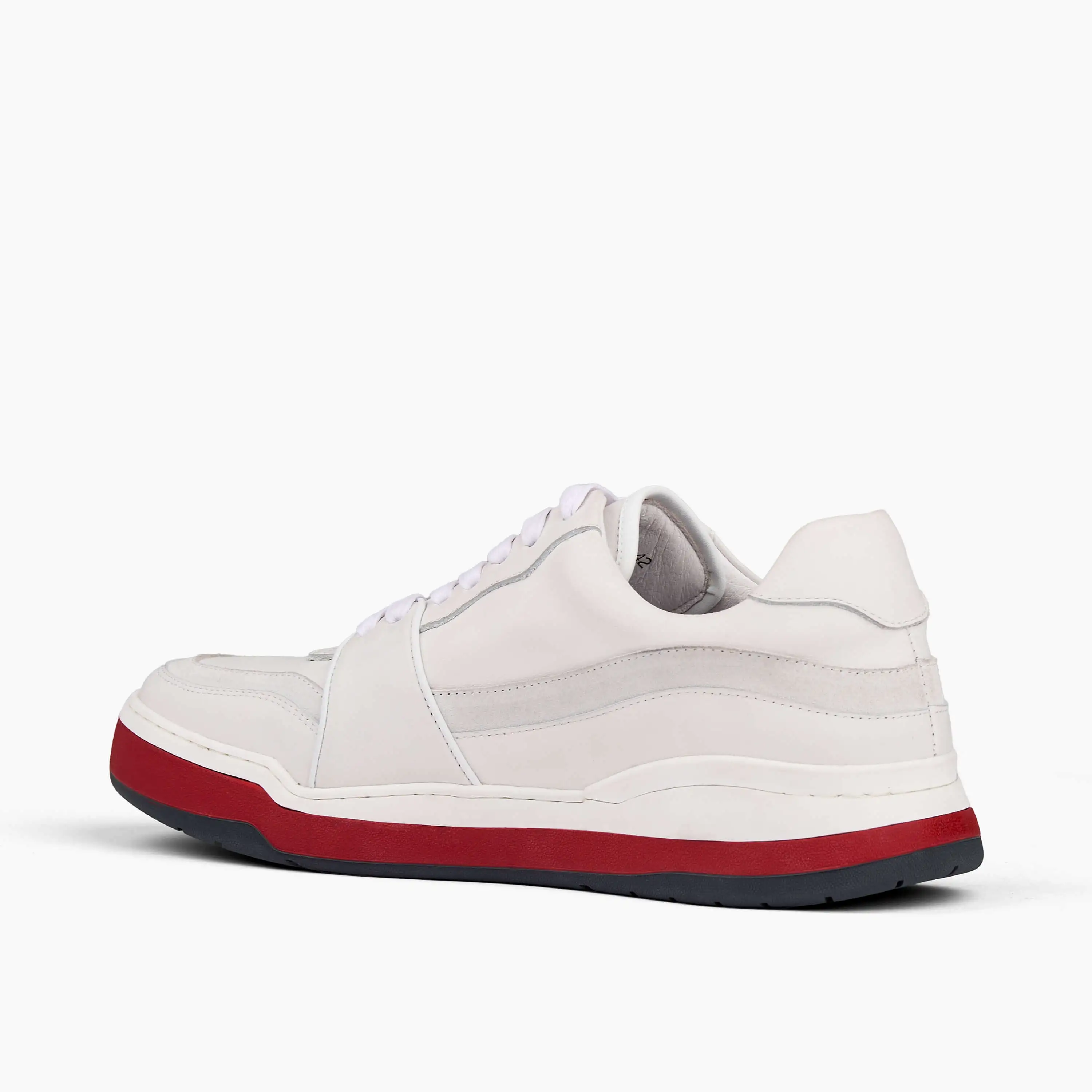 Poseidon White/Red Leather Low Top Sneakers