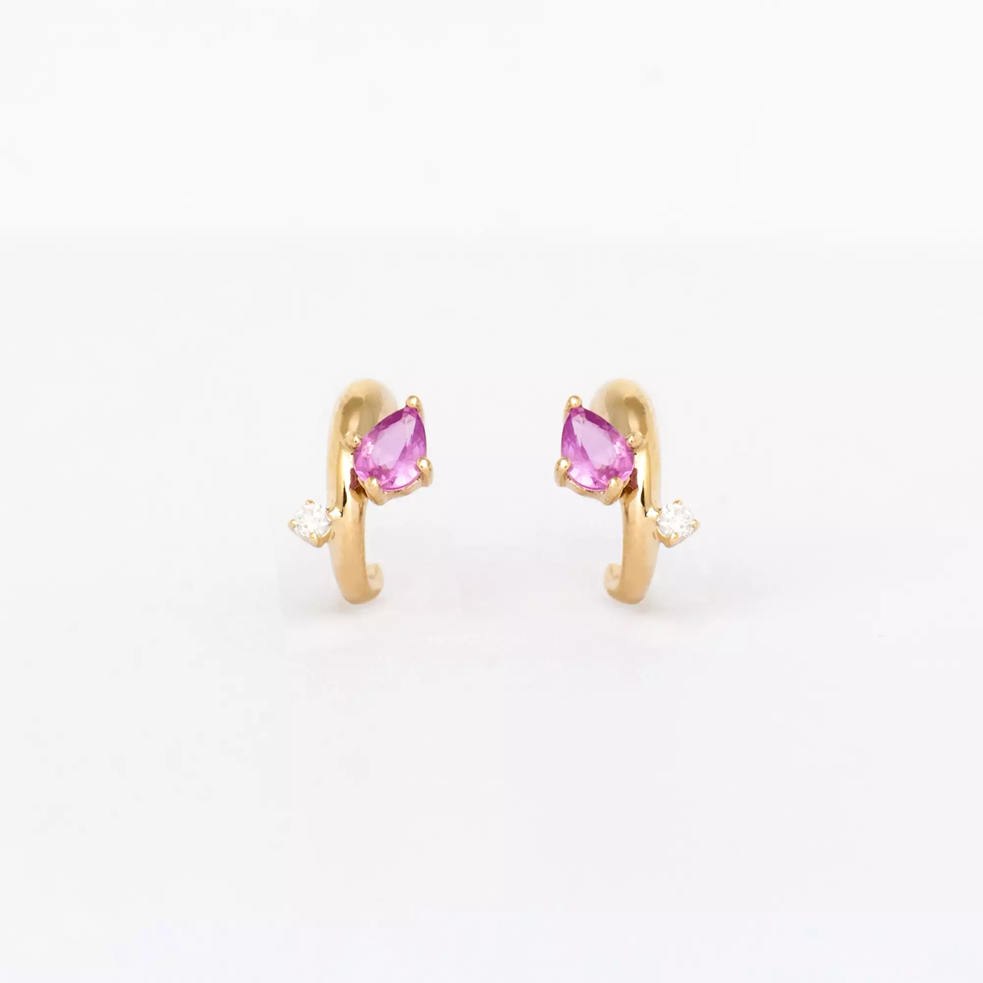 Premier Amigos Pink Sapphire & Diamond J Hoops