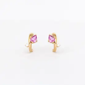 Premier Amigos Pink Sapphire & Diamond J Hoops