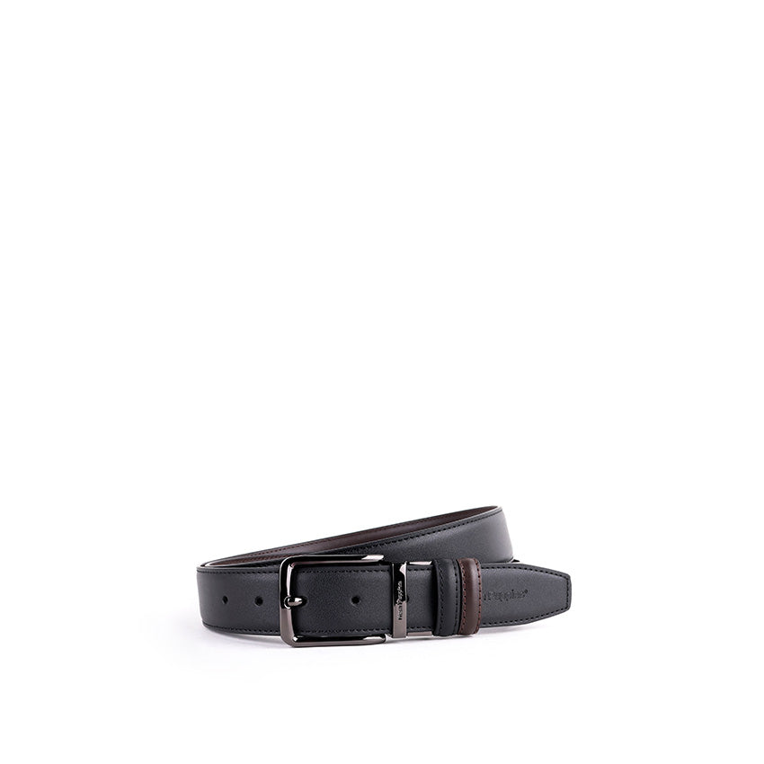 Reza Pin Clip Reversible Men's Belt - Black & Dark Brown