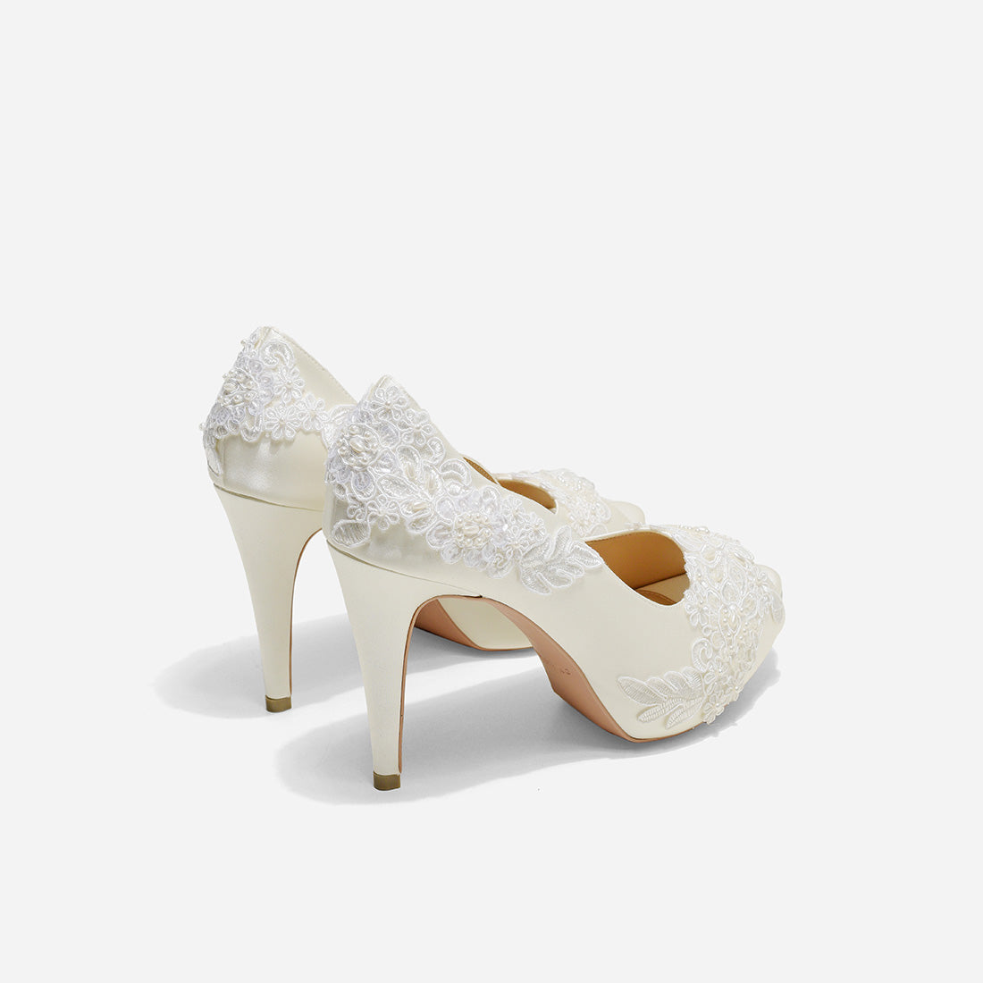 Rose Pearl White Miss Ace V2.1 White Lace Wedding Pumps