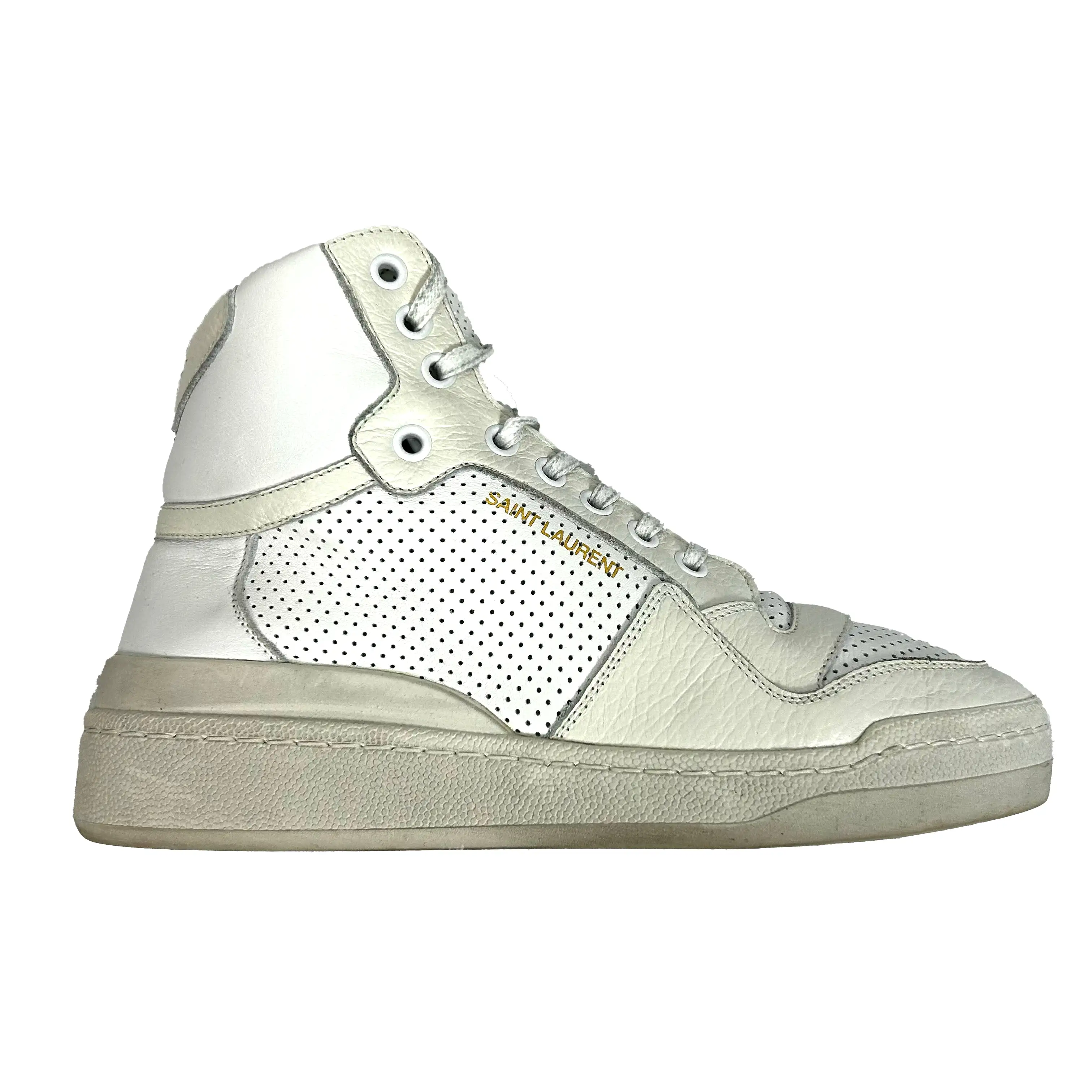 Saint Laurent 720 White Leather Mid Top Sneakers 37