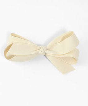 Short Tail Double Bow Hair Clip - Ivory