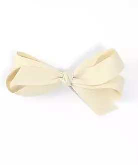 Short Tail Double Bow Hair Clip - Ivory