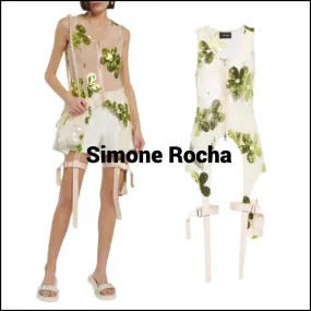 Simone Rocha  |Flower Patterns Sleeveless Party Style Elegant Style Sheer