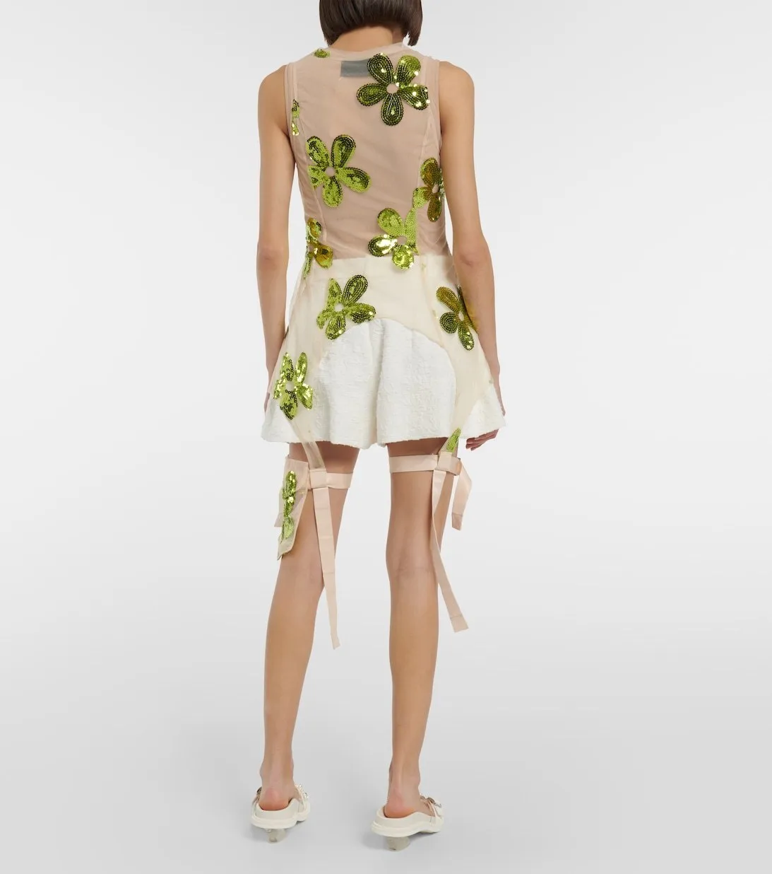 Simone Rocha  |Flower Patterns Sleeveless Party Style Elegant Style Sheer