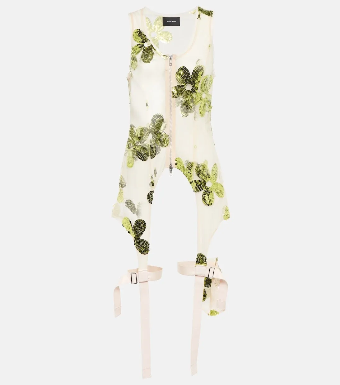 Simone Rocha  |Flower Patterns Sleeveless Party Style Elegant Style Sheer