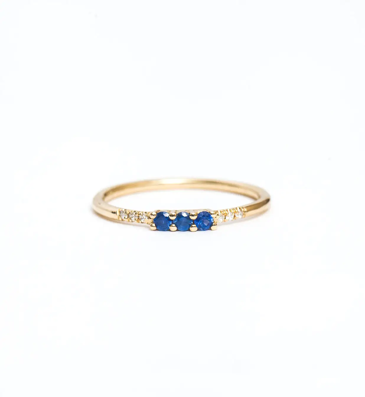 Three Sapphire Equilibrium Ring