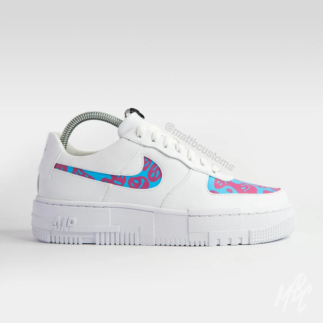 Trippy Smiley Camo - Air Force 1 Pixel Custom