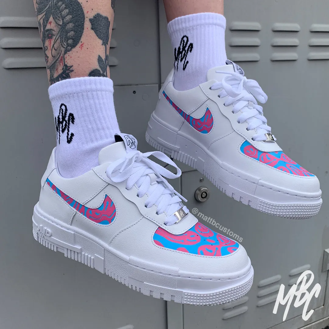 Trippy Smiley Camo - Air Force 1 Pixel Custom