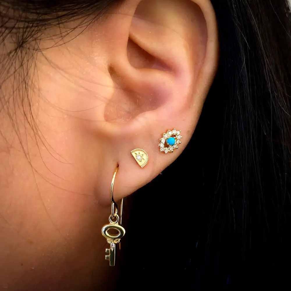 Turquoise & Diamond Evil Eye Studs