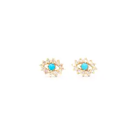 Turquoise & Diamond Evil Eye Studs