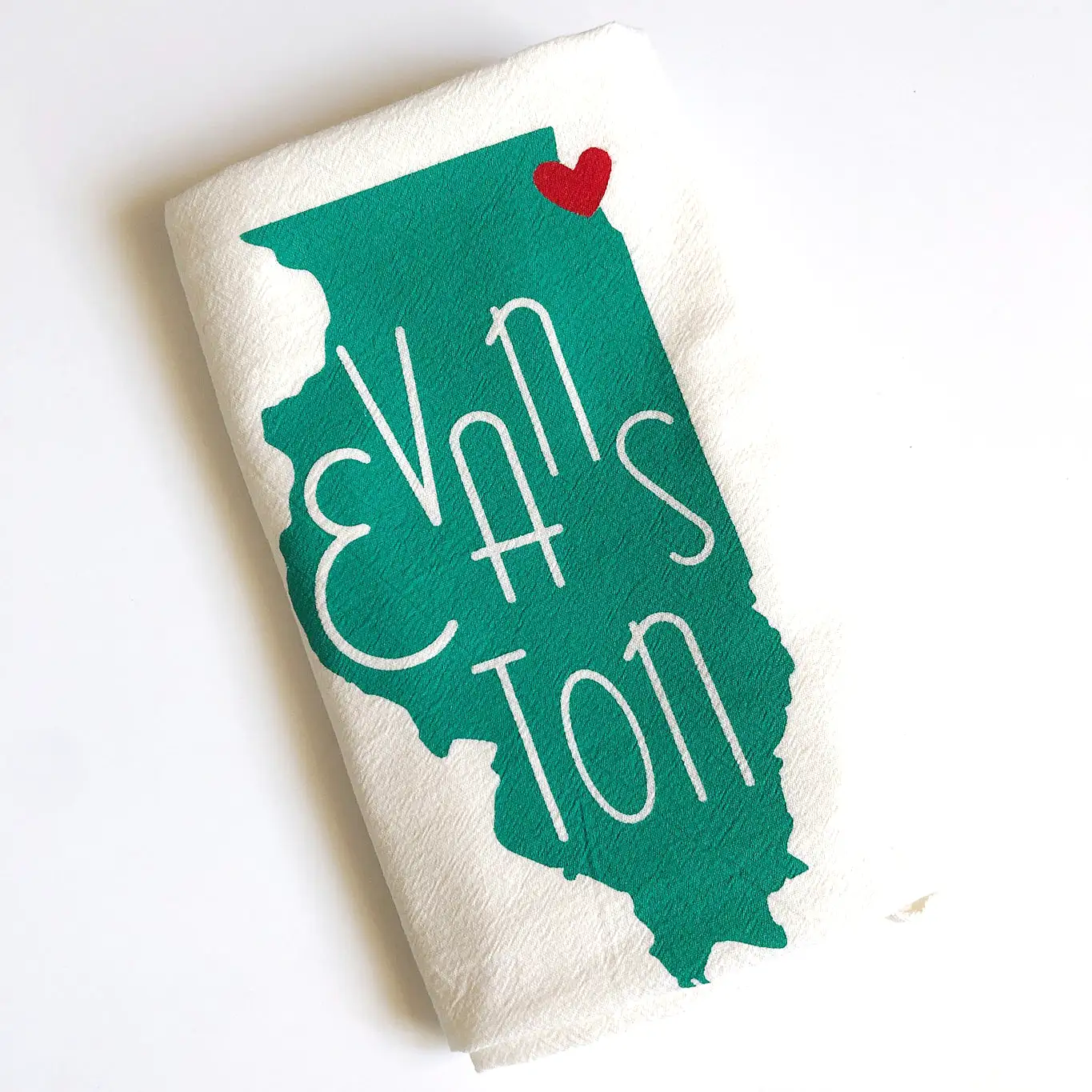 Turquoise Evanston, IL Words Tea Towel