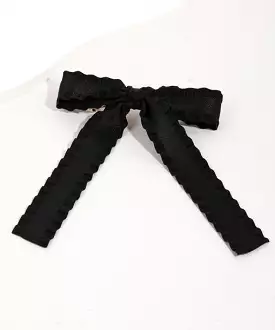 Wavy Bow Hair Clip - Black