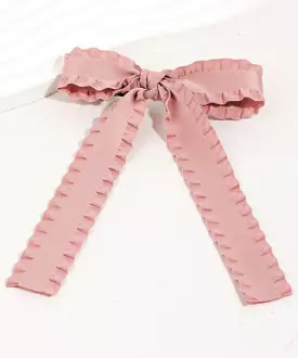 Wavy Bow Hair Clip - Pink