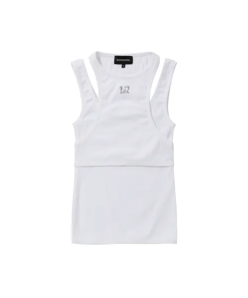 WOOALONG  |Crew Neck Blended Fabrics Sleeveless Street Style Plain Logo