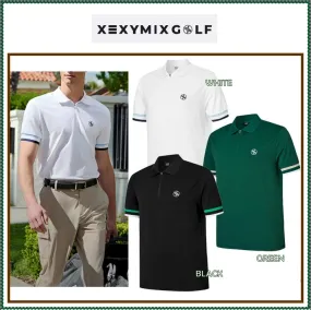 XEXYMIX  |Street Style Plain Short Sleeves Logo Polos