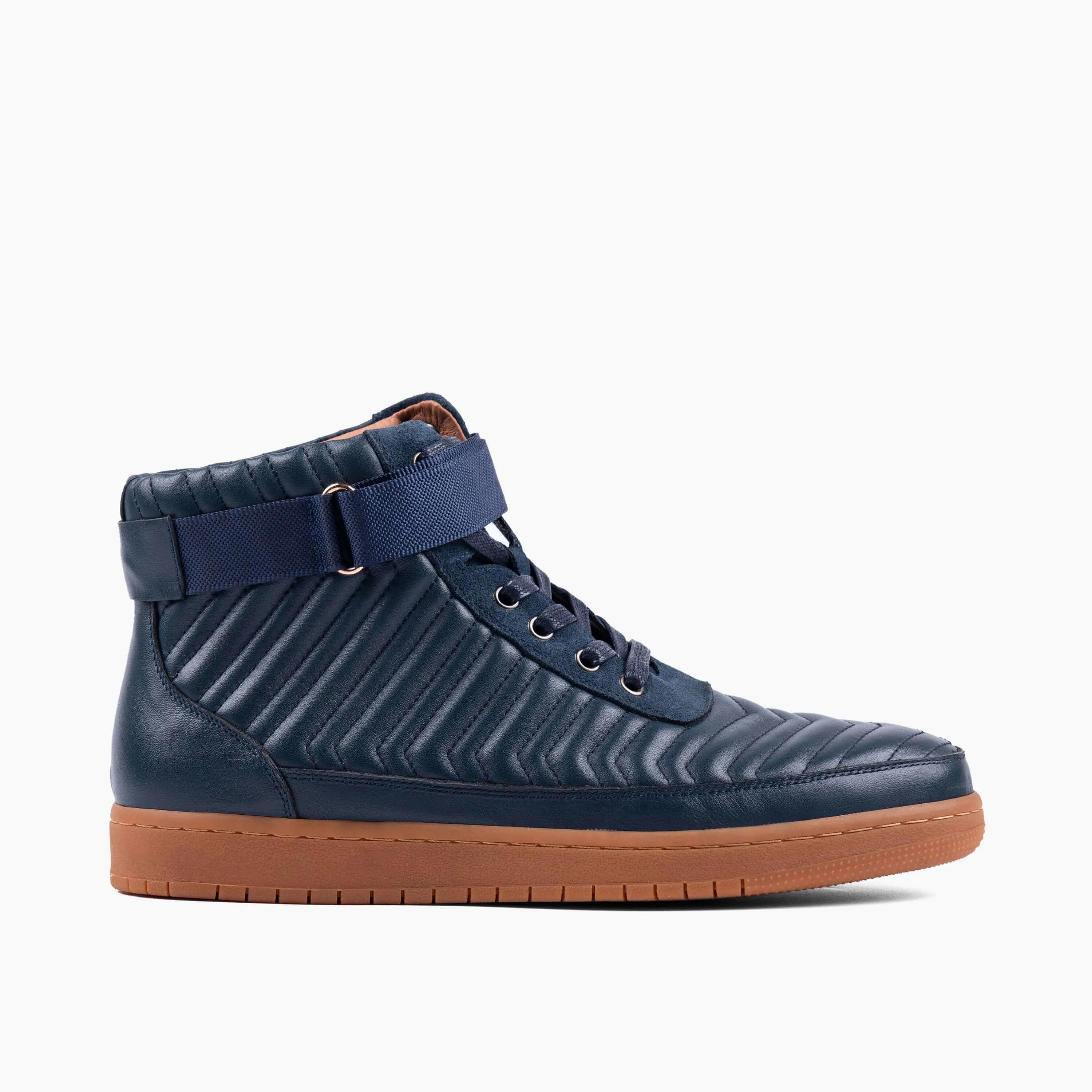 Yesler Midnight Blue Leather High Top Sneakers