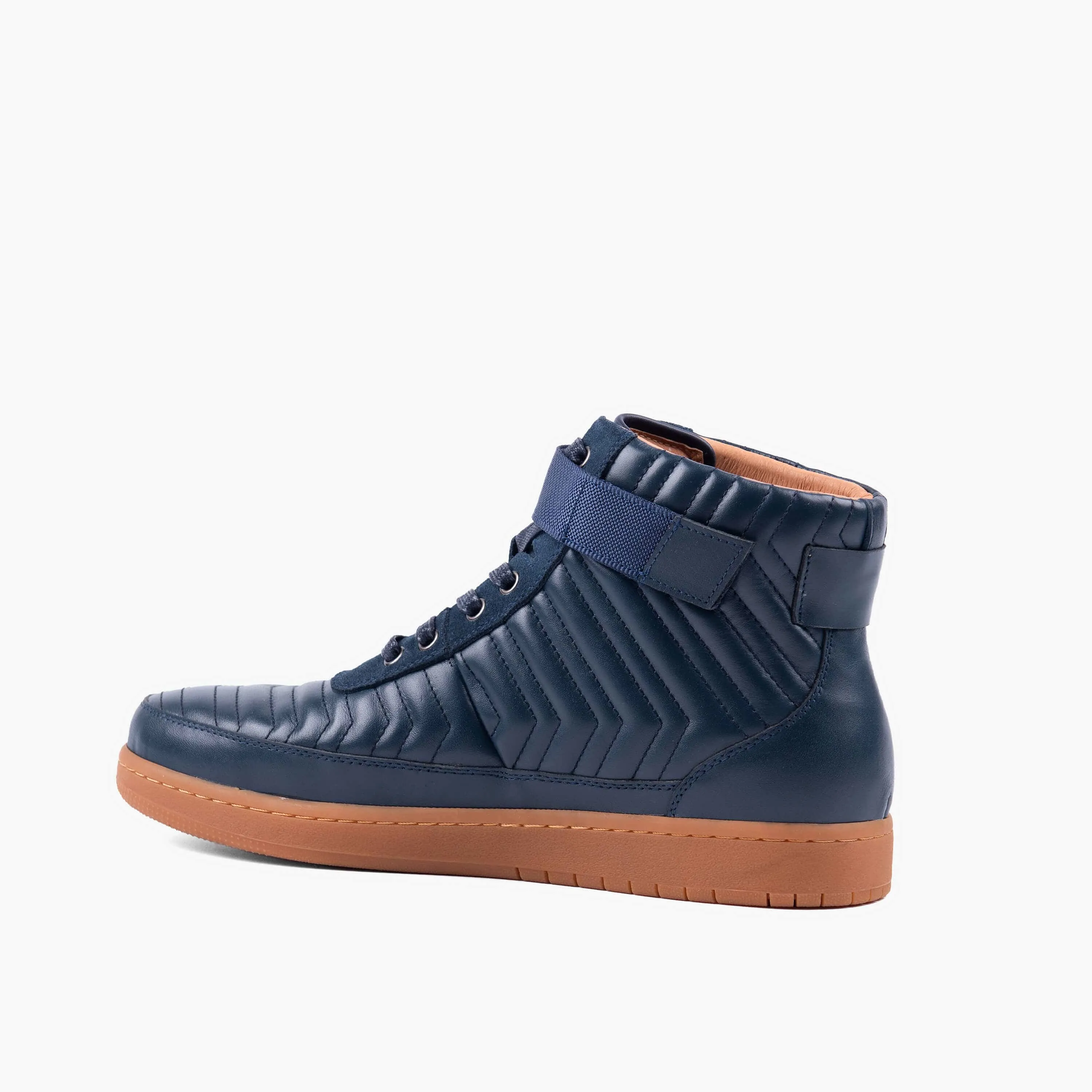 Yesler Midnight Blue Leather High Top Sneakers