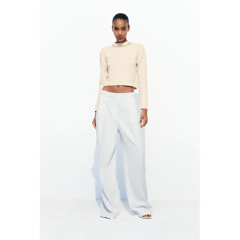 ZARA  |Elegant Style V-neck & Crew neck